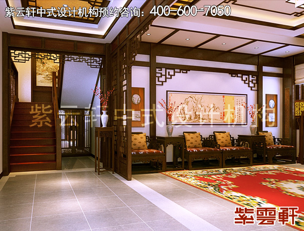 江苏扬中新古典风格别墅装修实例楼梯间中式装修效果图