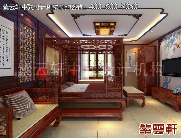 简约中式设计复式楼卧室效果图