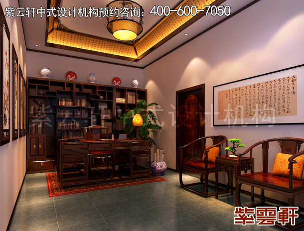 怀柔住宅中式装修主卧书房